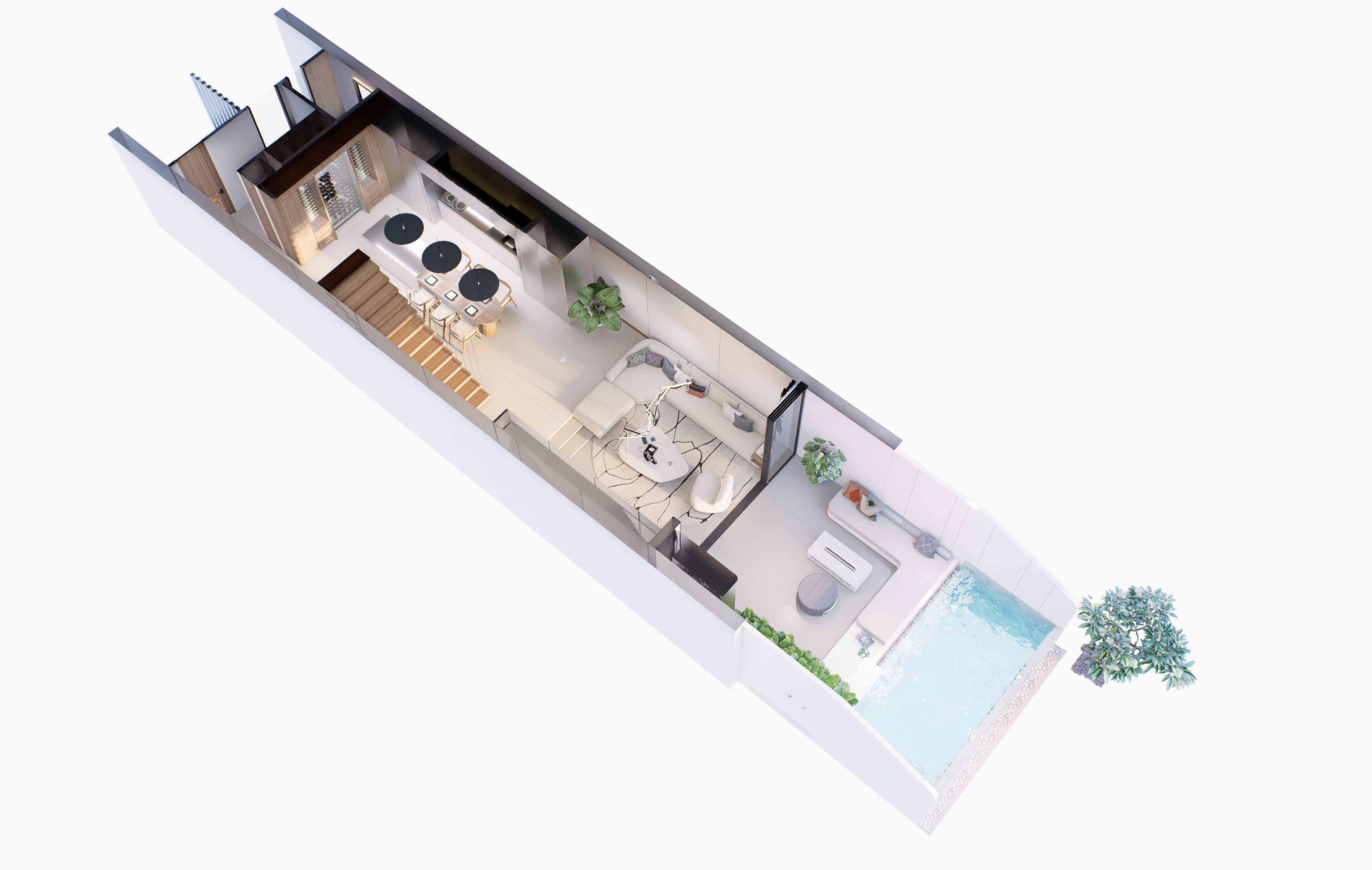 Actual 3D plan of the duplex living level