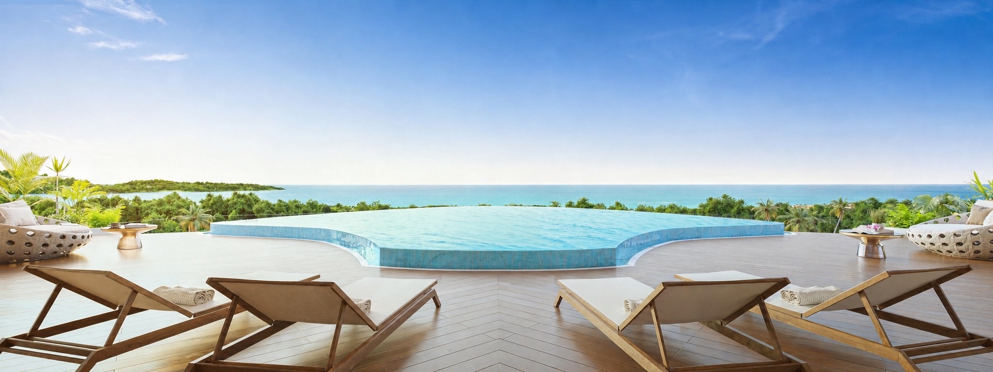 Panoramic rooftop pool overlooking Bang Tao